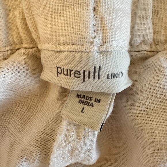 J Jill Pure Jill Linen Off White Pullon Drawstring Hem Pant Cropped Size L - Picture 6 of 6